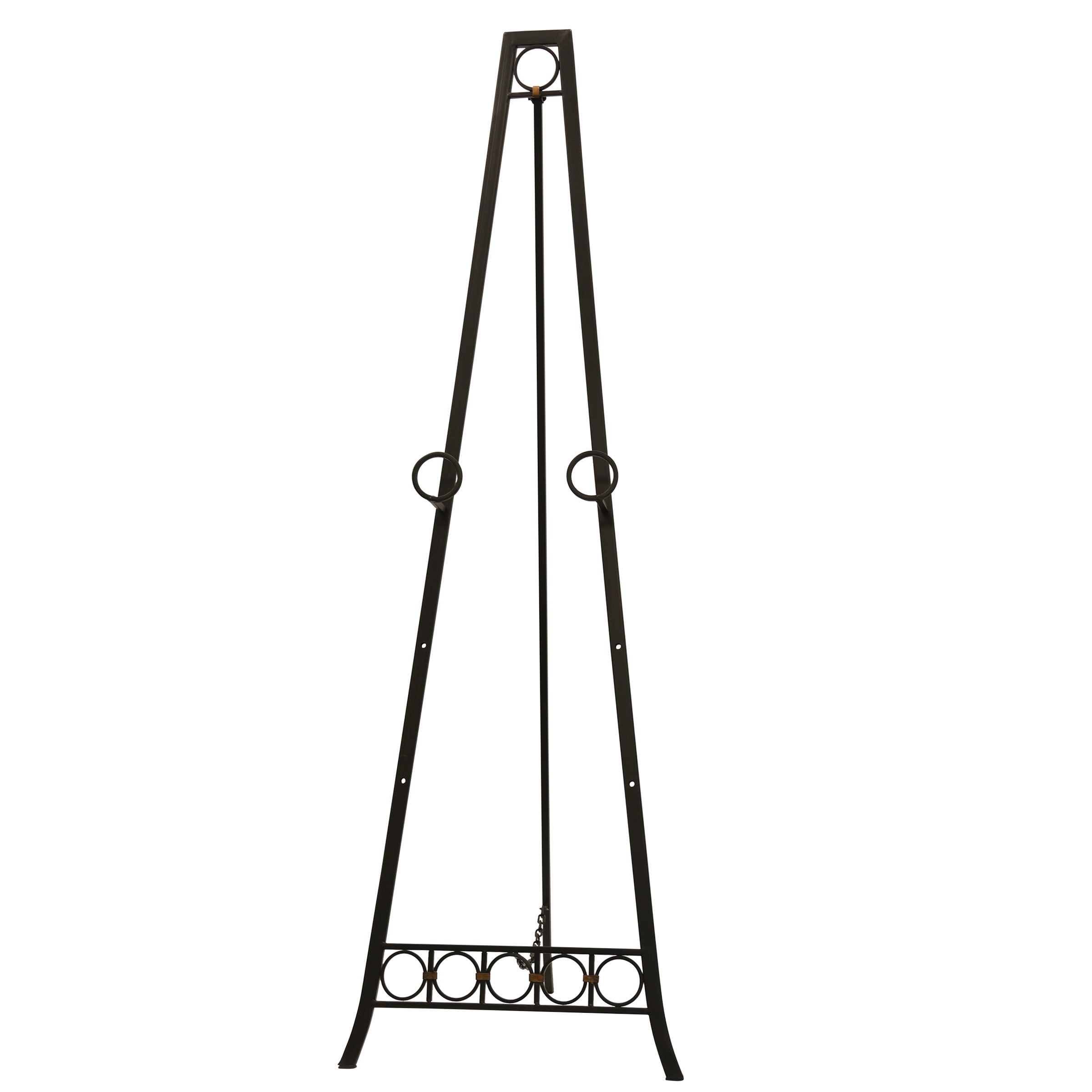 Adjustable Dark Bronze Metal Floor Easel with Circular Details