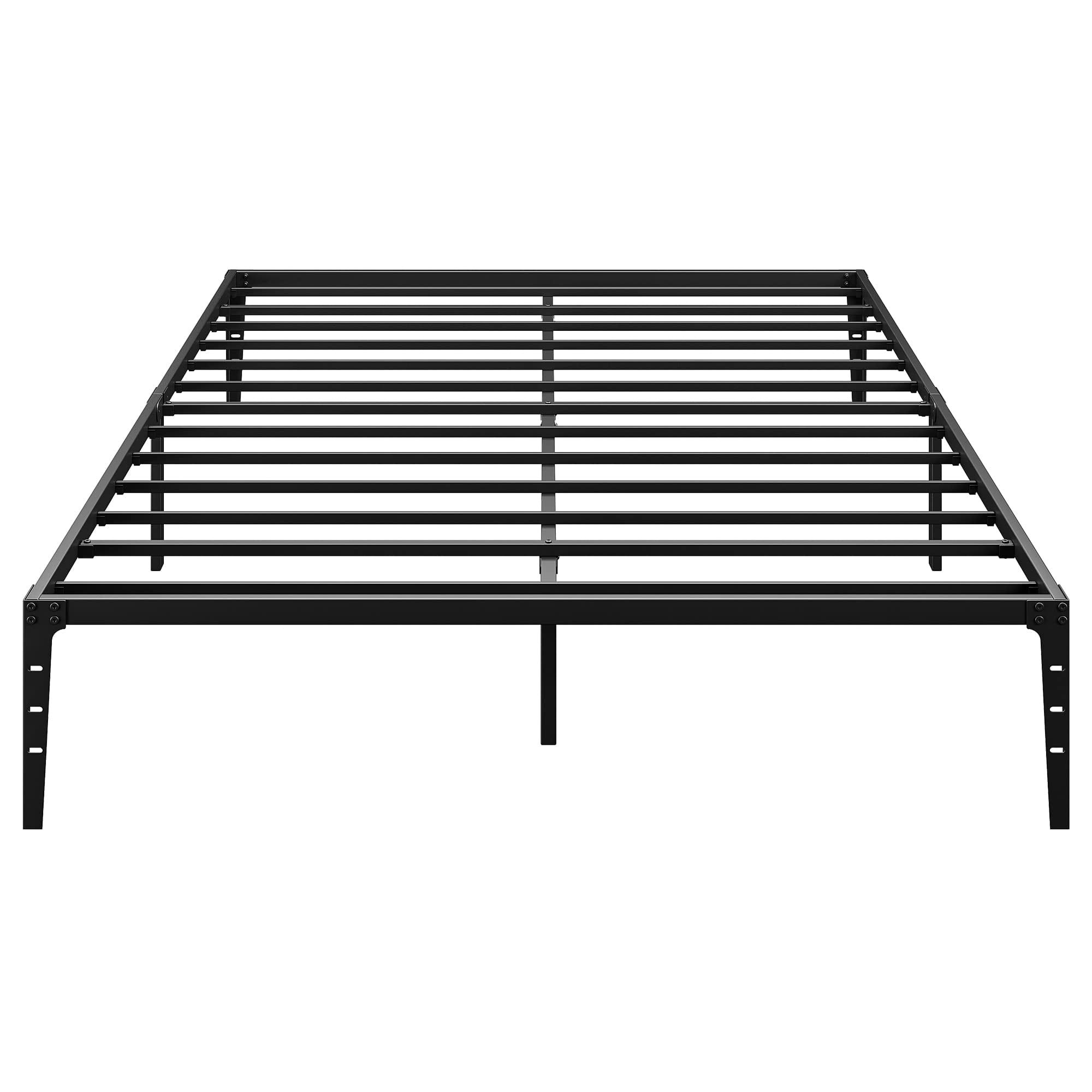 Queen Black Metal Platform Bed Frame with Slats