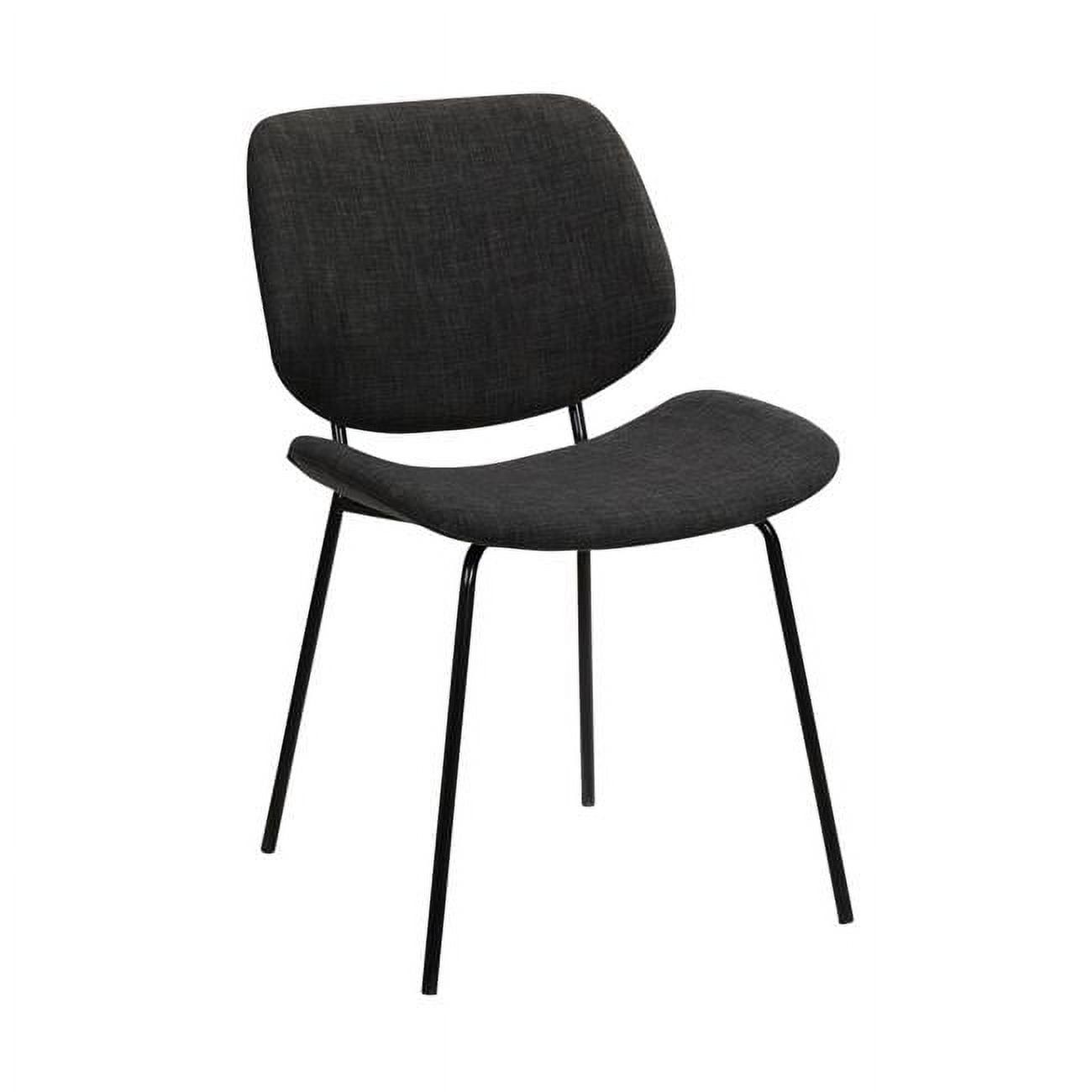 Black Metal Frame Dining Chair with Curved Fabric Seat, Set of 2