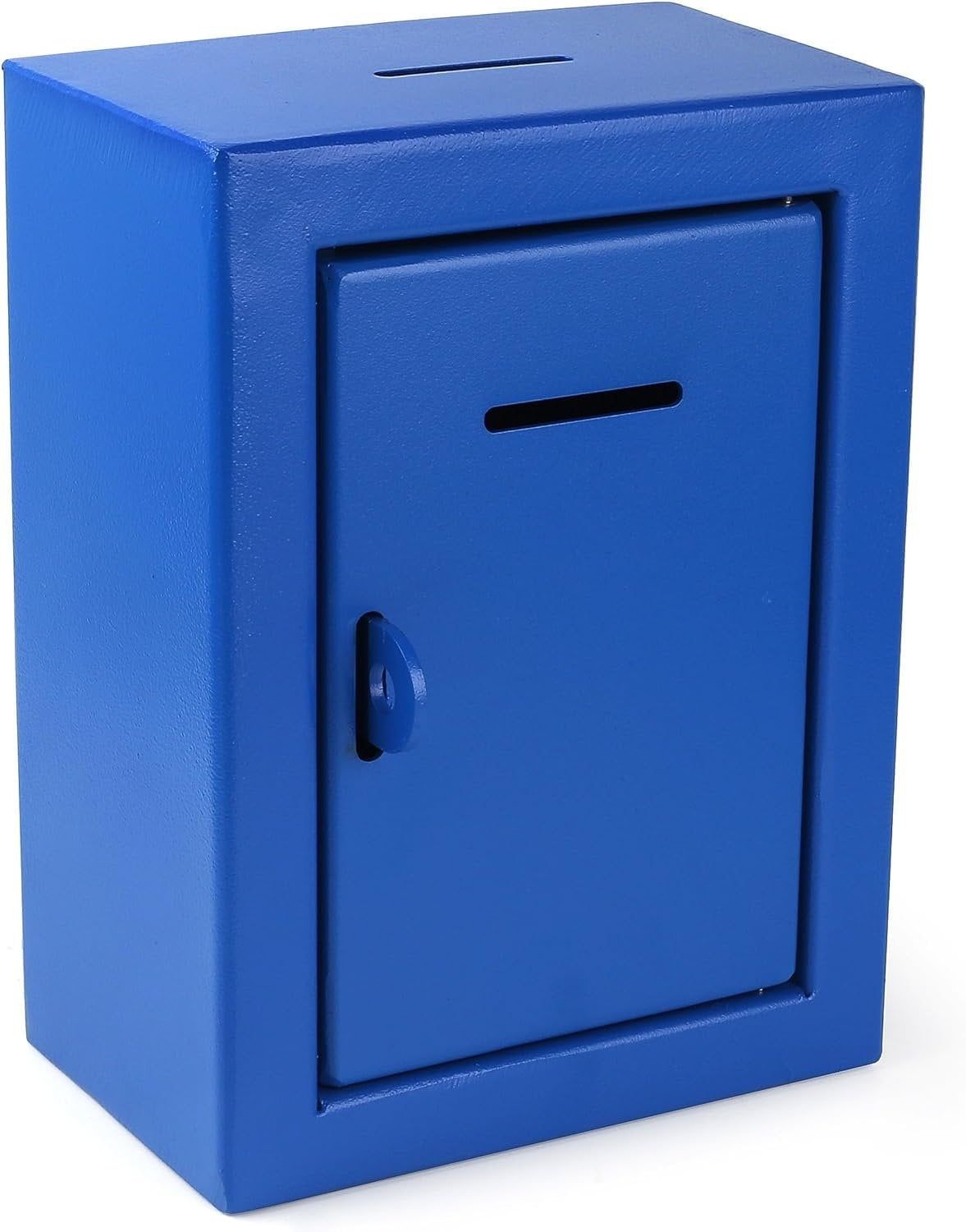 Blue Steel Wall-Mount Donation and Suggestion Box