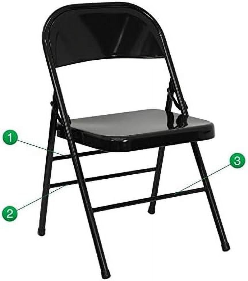 Hercules Series Black Metal Armless Mid-Back Folding Chair Set