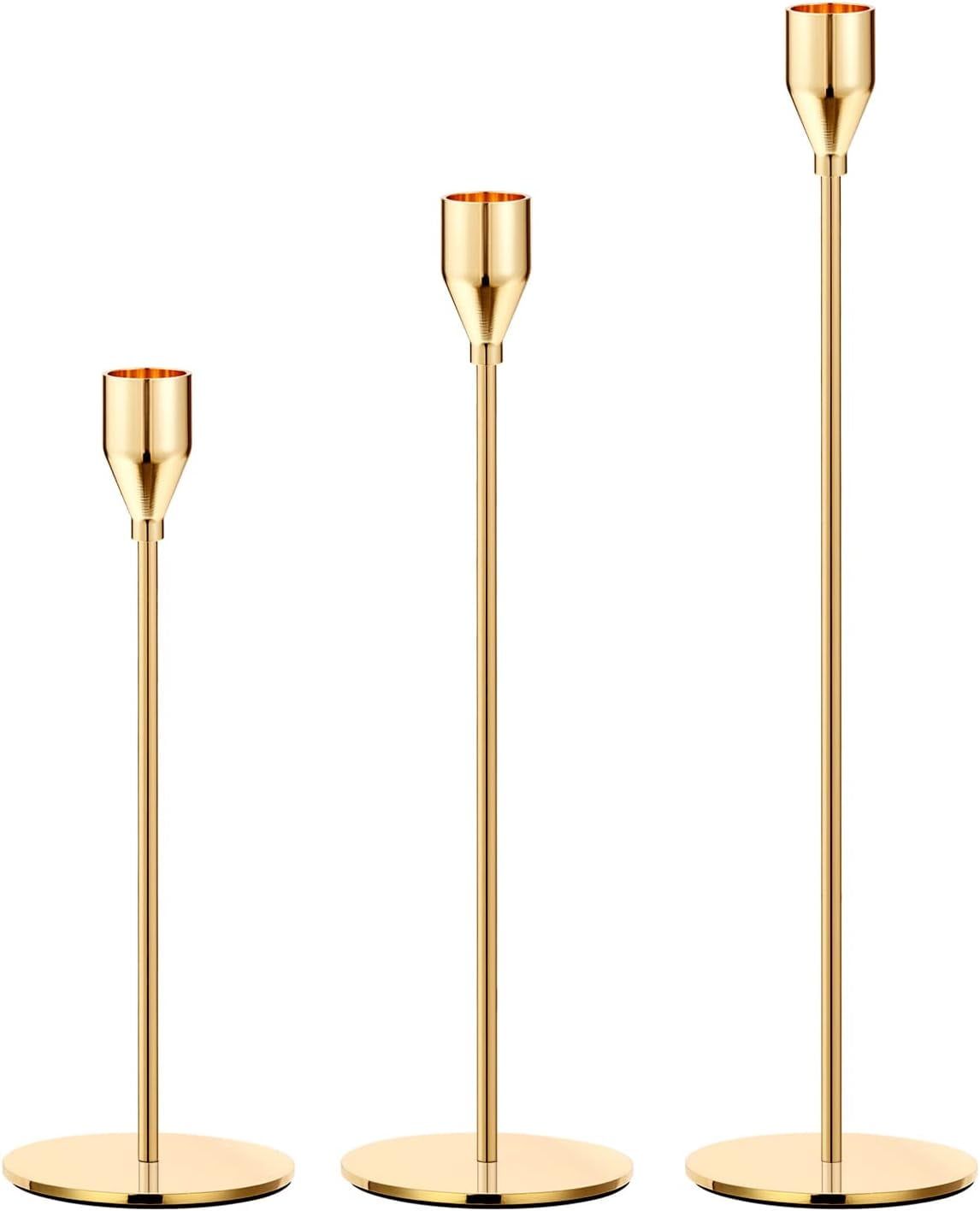 Gold Metal Tealight Candlestick Holders Set of 3