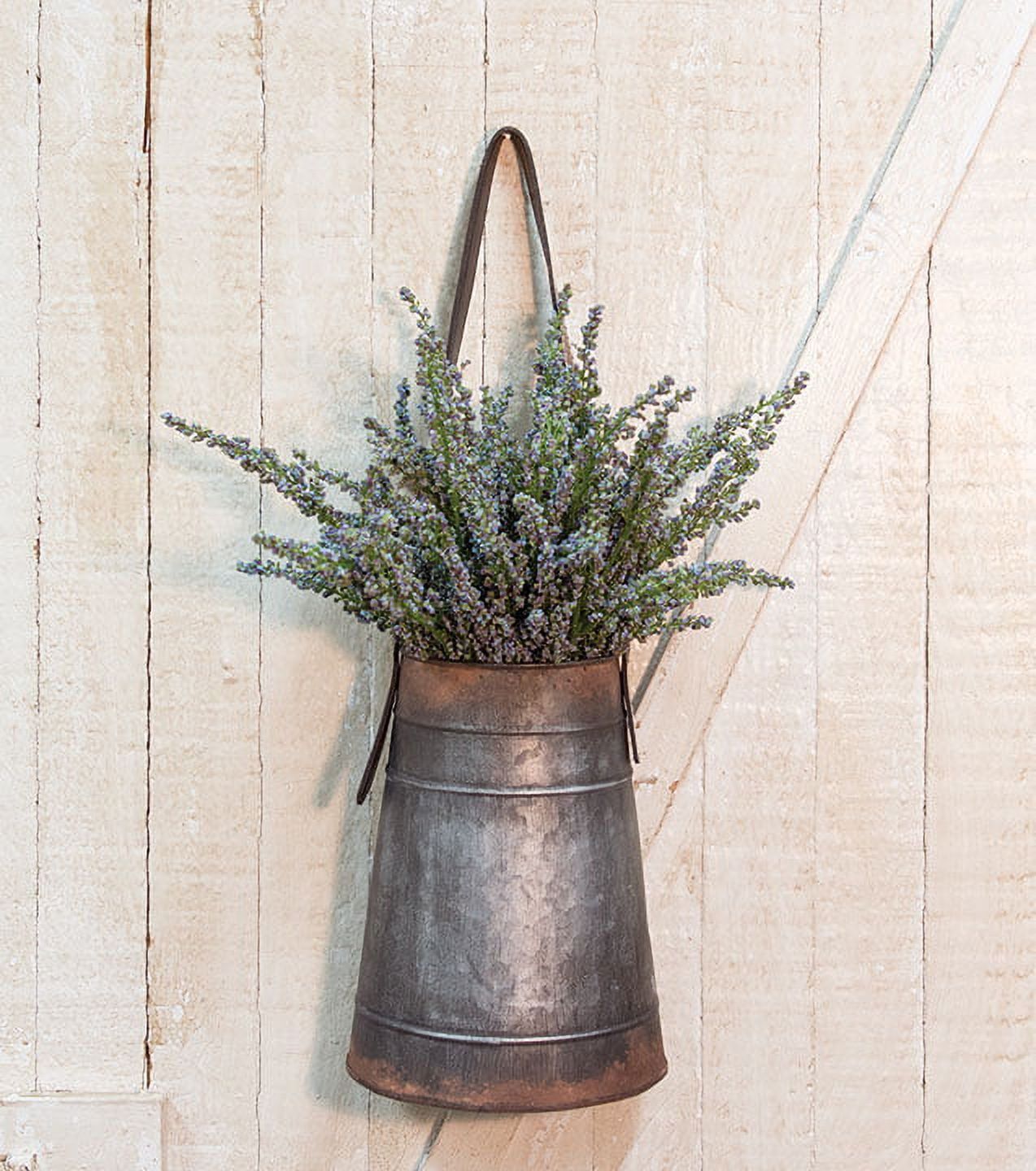 Rustic Metal Wall Planter with Faux Leather Strap