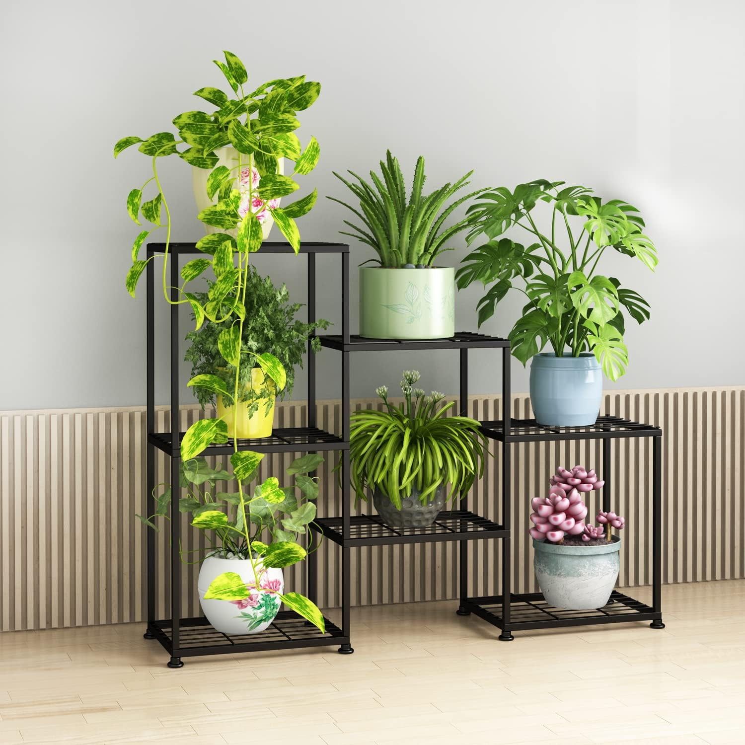 Black Iron 3-Tier Indoor/Outdoor Ladder Plant Stand