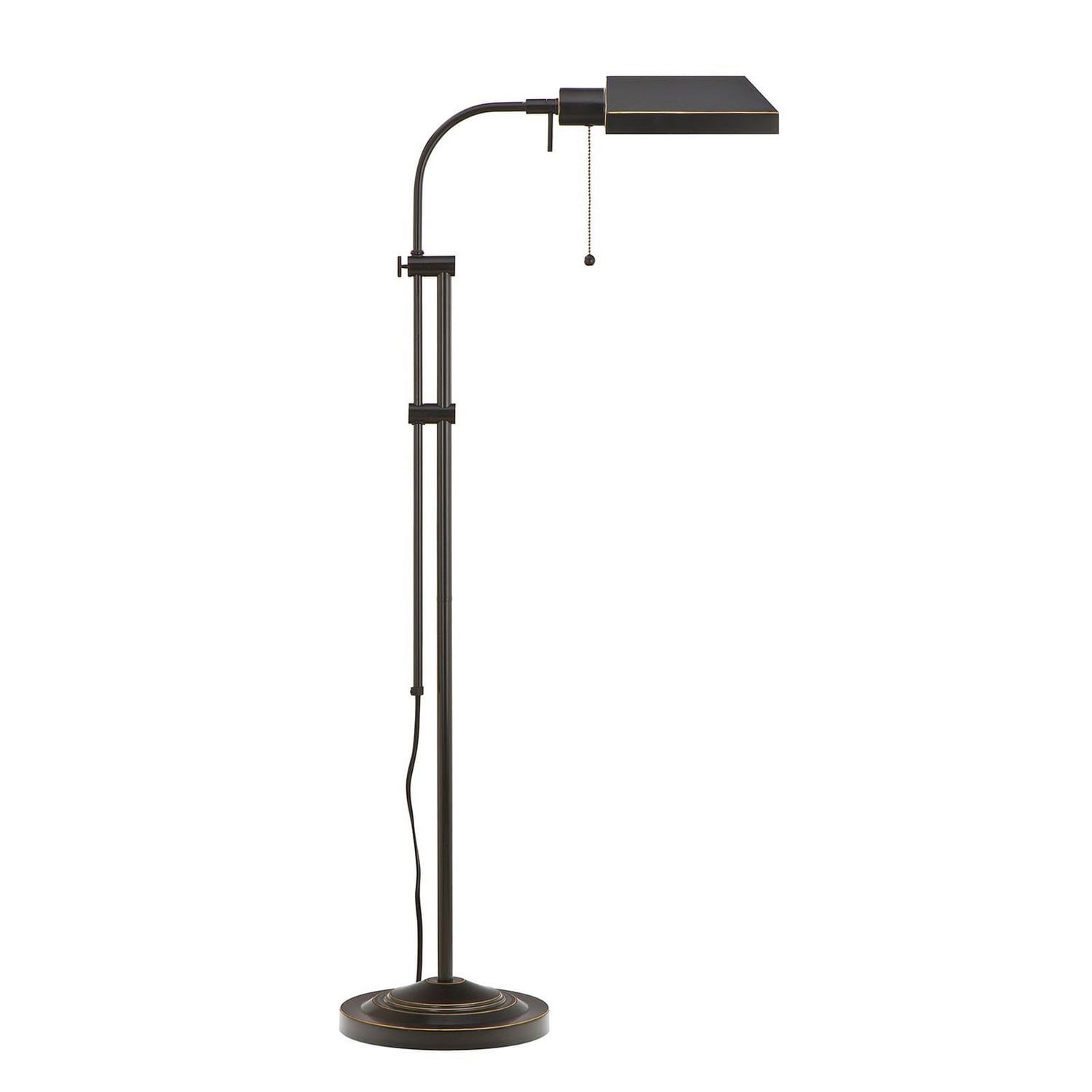 Adjustable Dark Bronze Metal Floor Lamp with Rectangular Shade