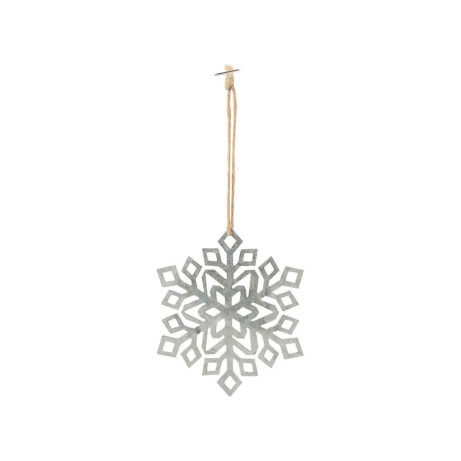 Silver Metal Snowflake Hanging Ornaments Set of 12