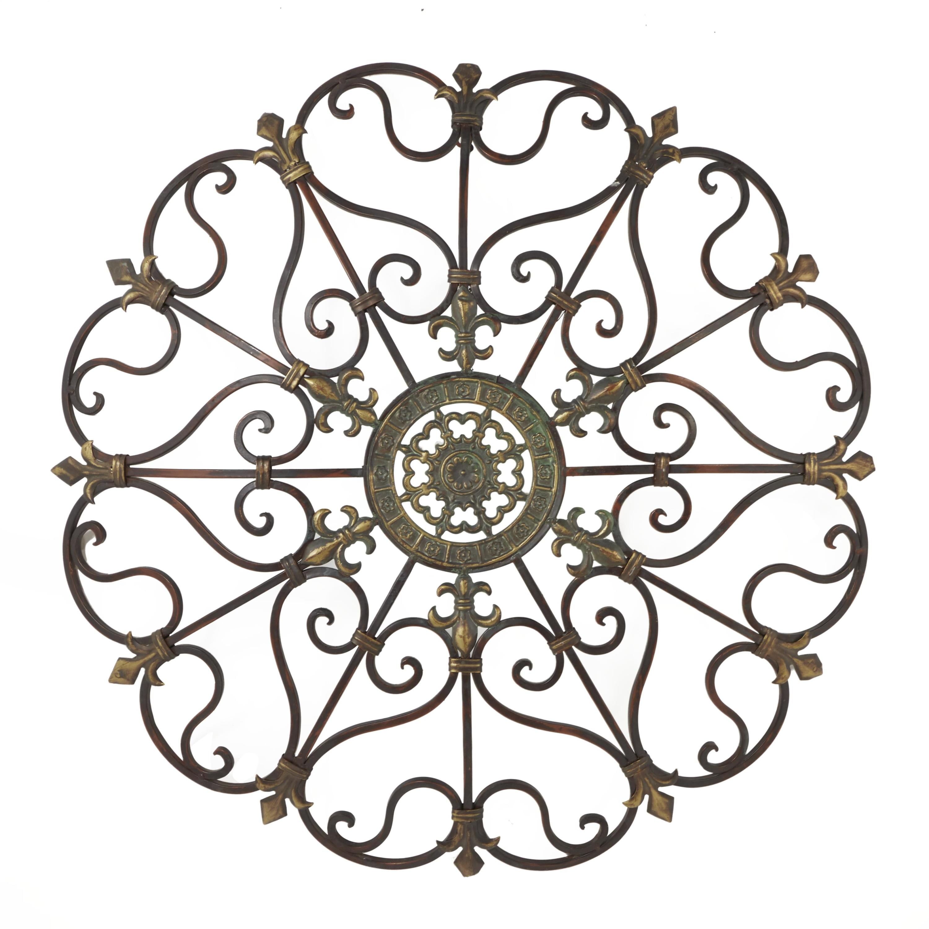 Bronze Ornate Scrollwork Round Metal Wall Decor, 29"