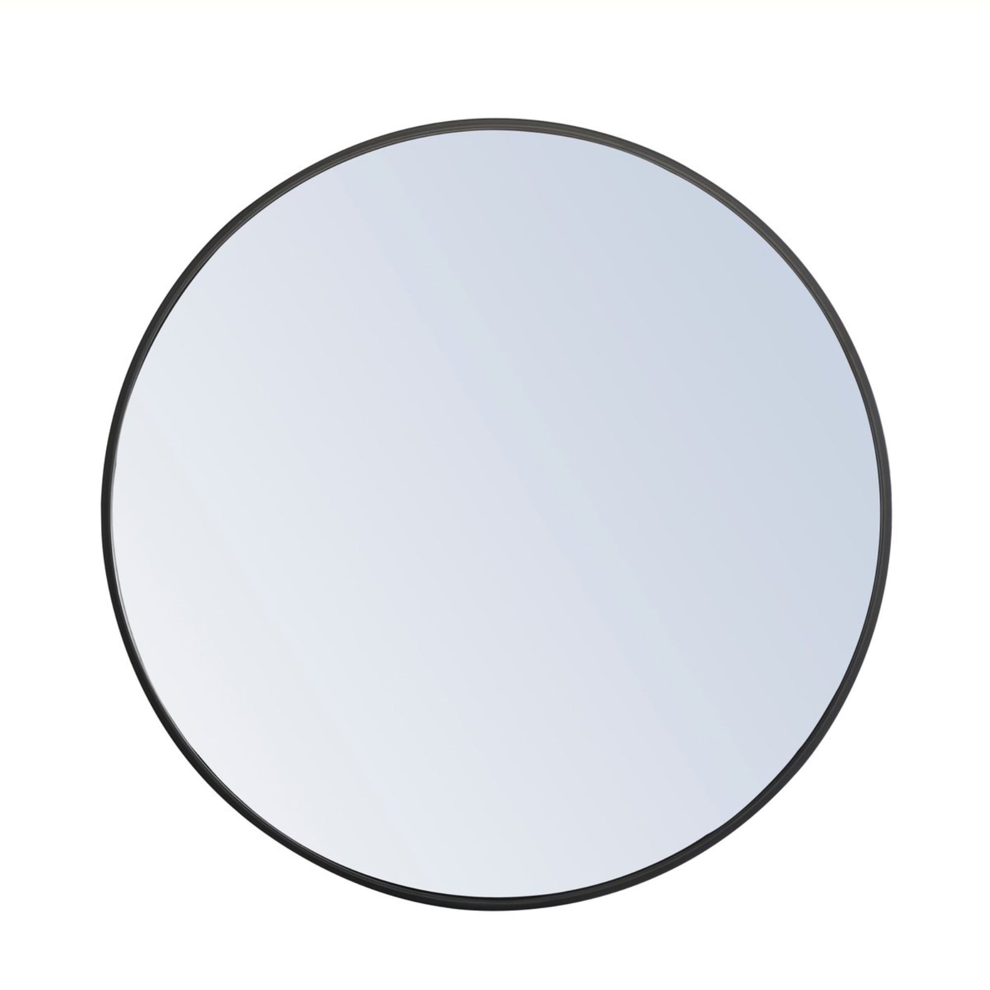 Contemporary Minimalist 28" Round Black Metal Frame Mirror