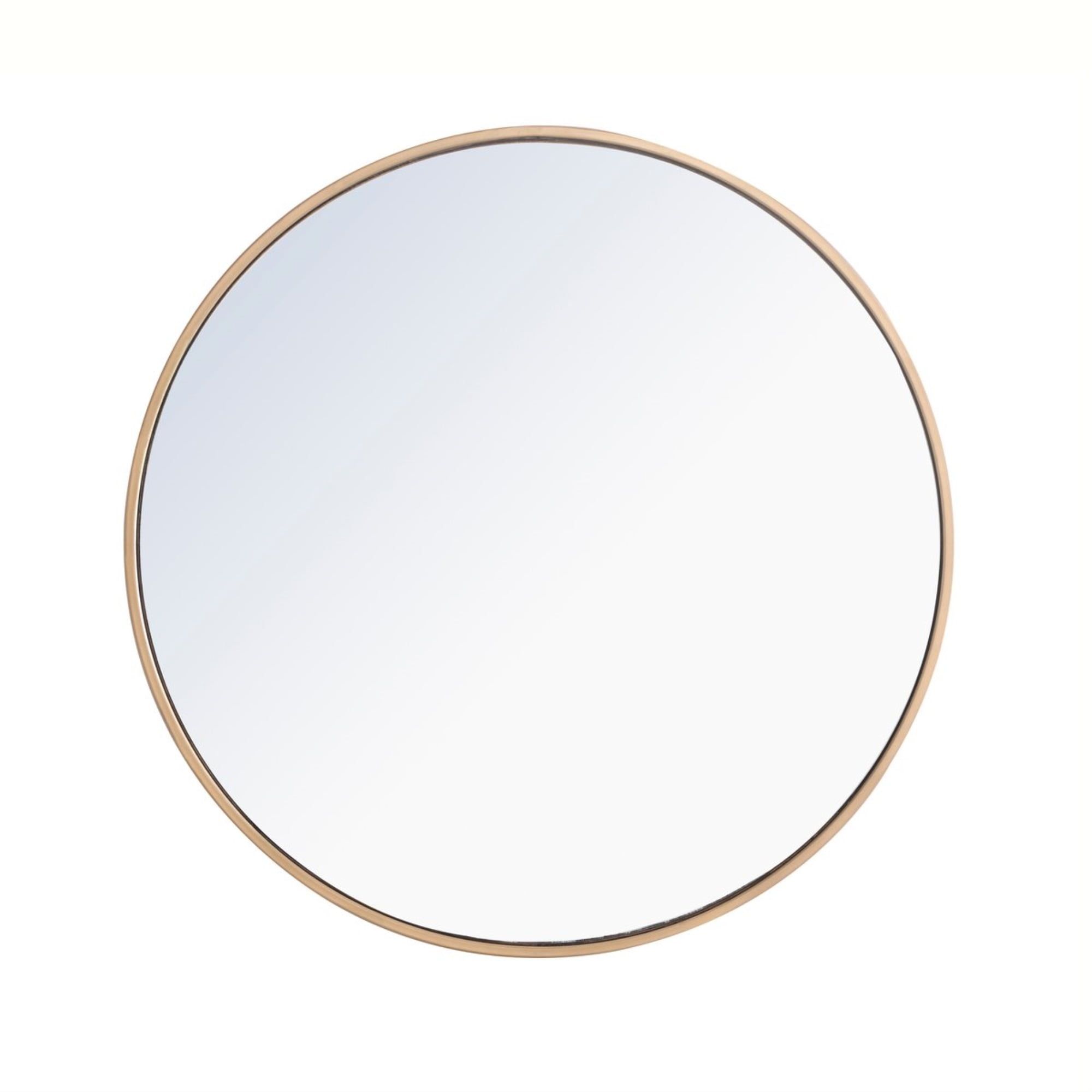 28-Inch Round Brass Metal Frame Mirror