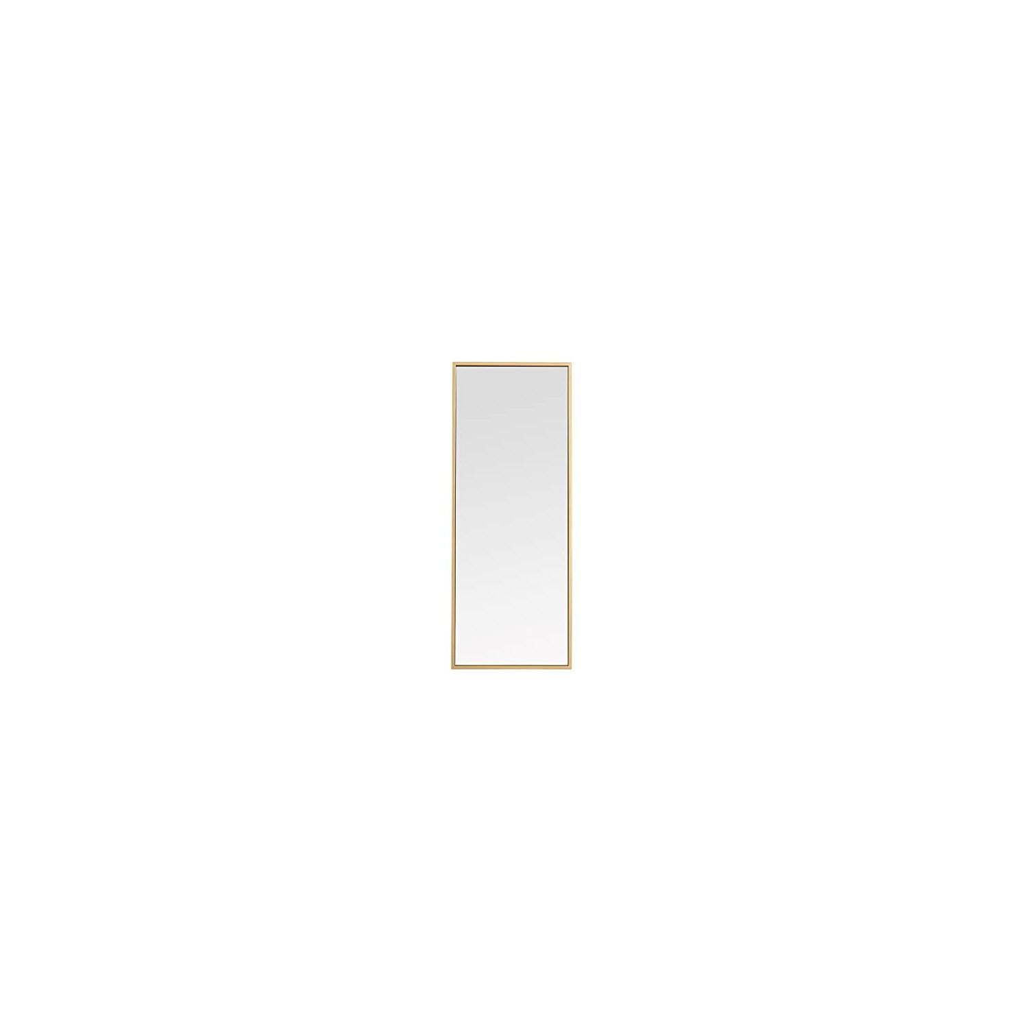 Elegant Brass Slim Metal Frame Rectangular Mirror 14x36
