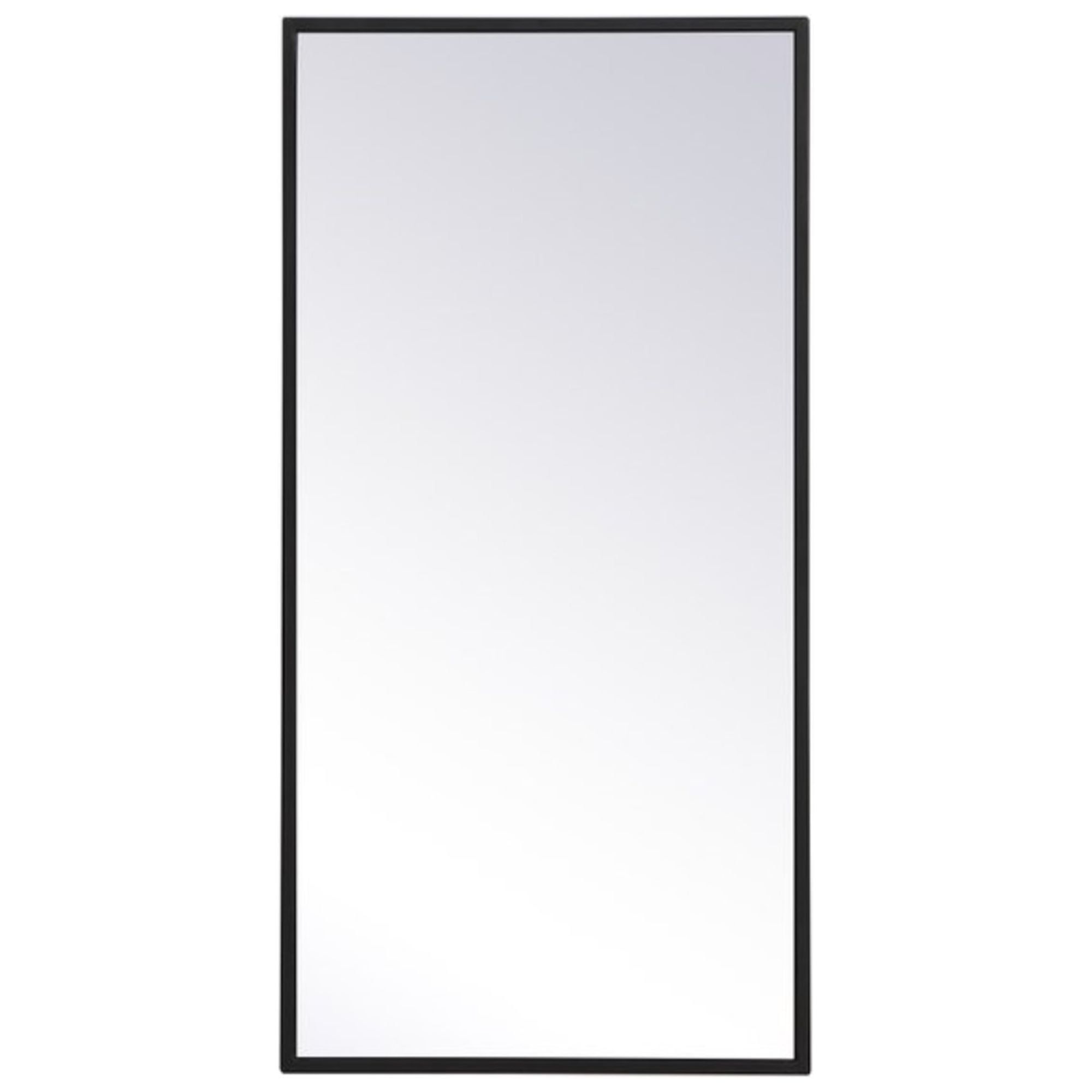 Transitional Black Wood and Silver Metal Frame Mirror 14x28 Inch