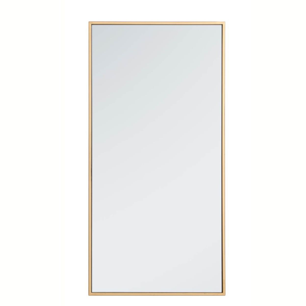 Elegant 18" Brass Rectangular Metal Frame Mirror