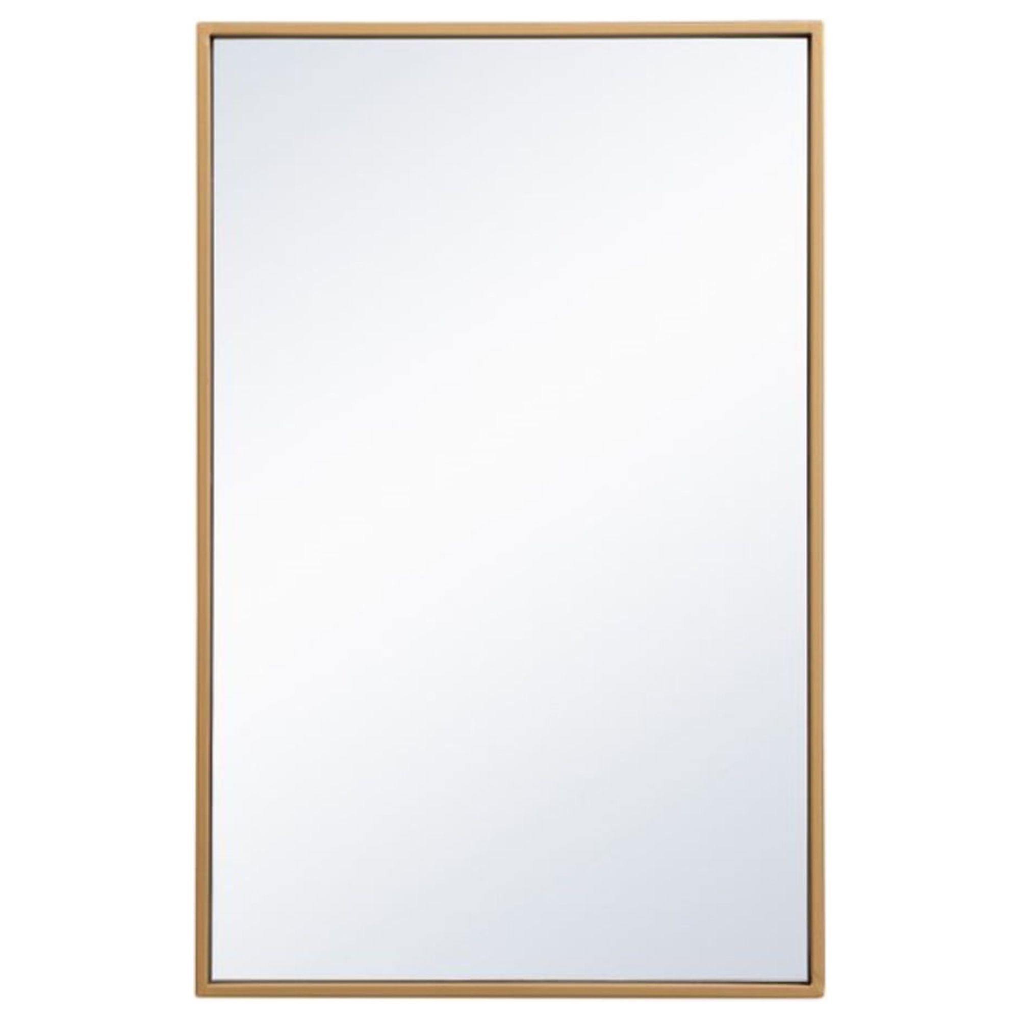 Transitional Thin Rounded Edge 18x28 Rectangular Mirror in Brass