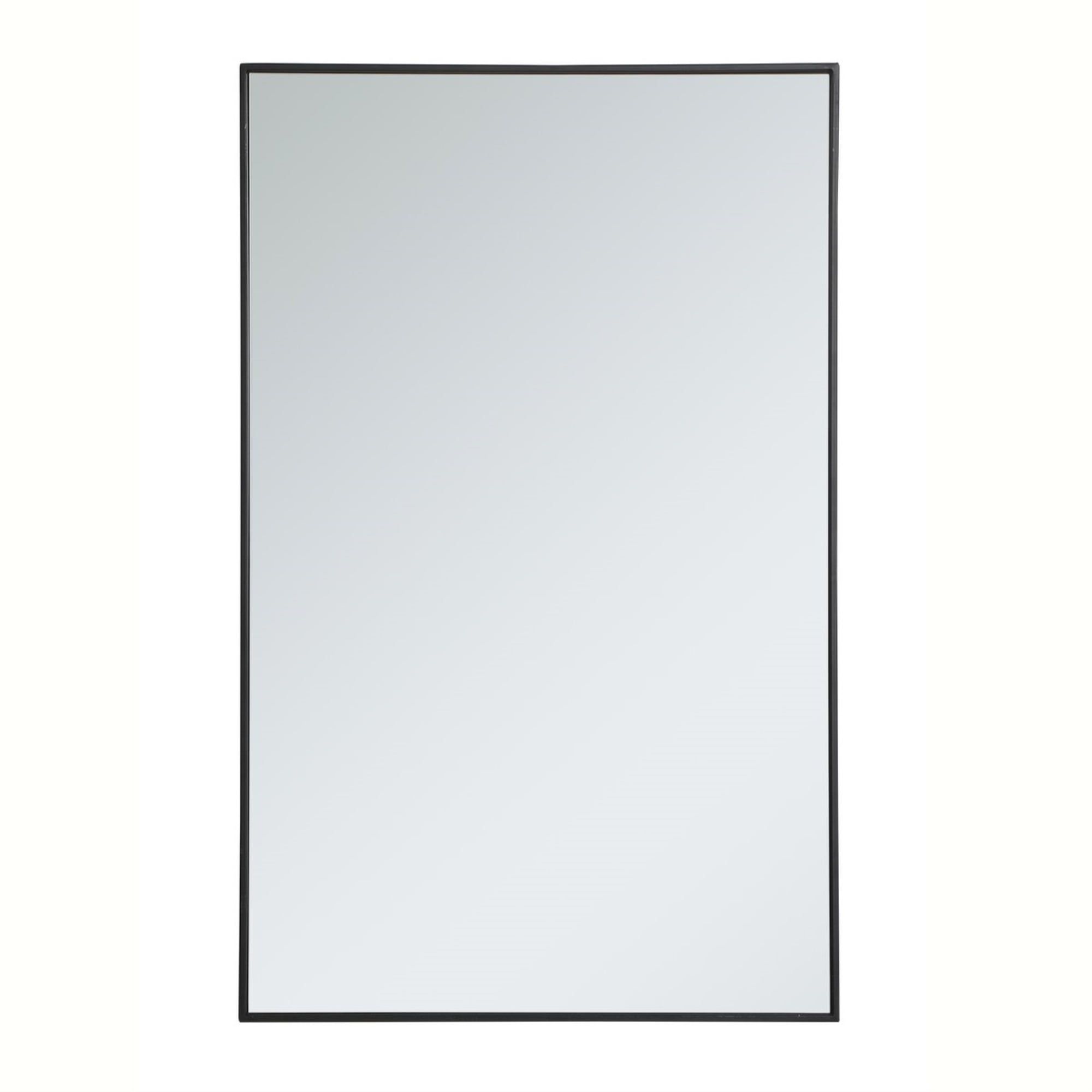 Elegant Contemporary 30"x48" Black Metal Frame Rectangular Mirror