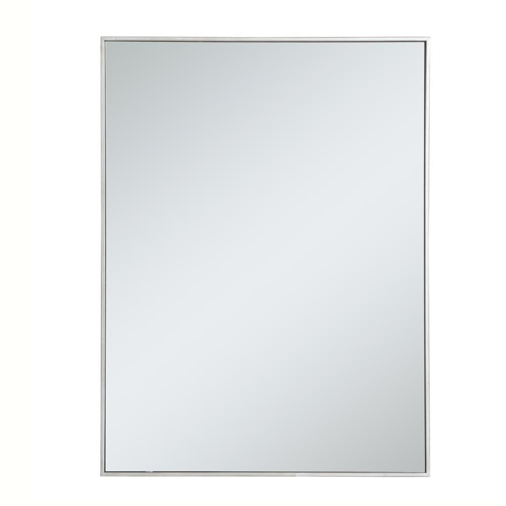 Elegant Silver Rectangular Metal Frame Mirror, 30" x 40"
