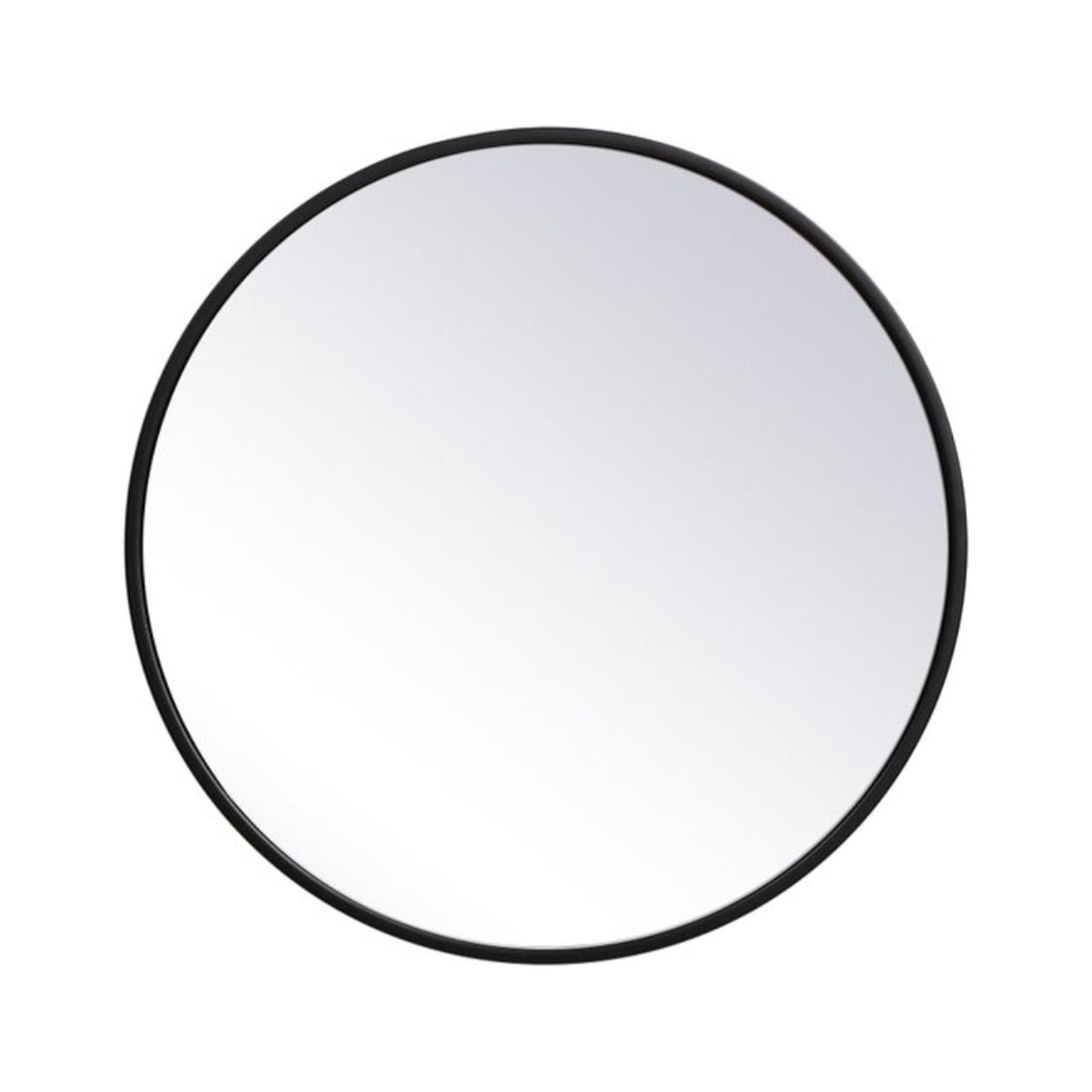 Contemporary Black Wood-Trimmed 21" Round Wall Mirror