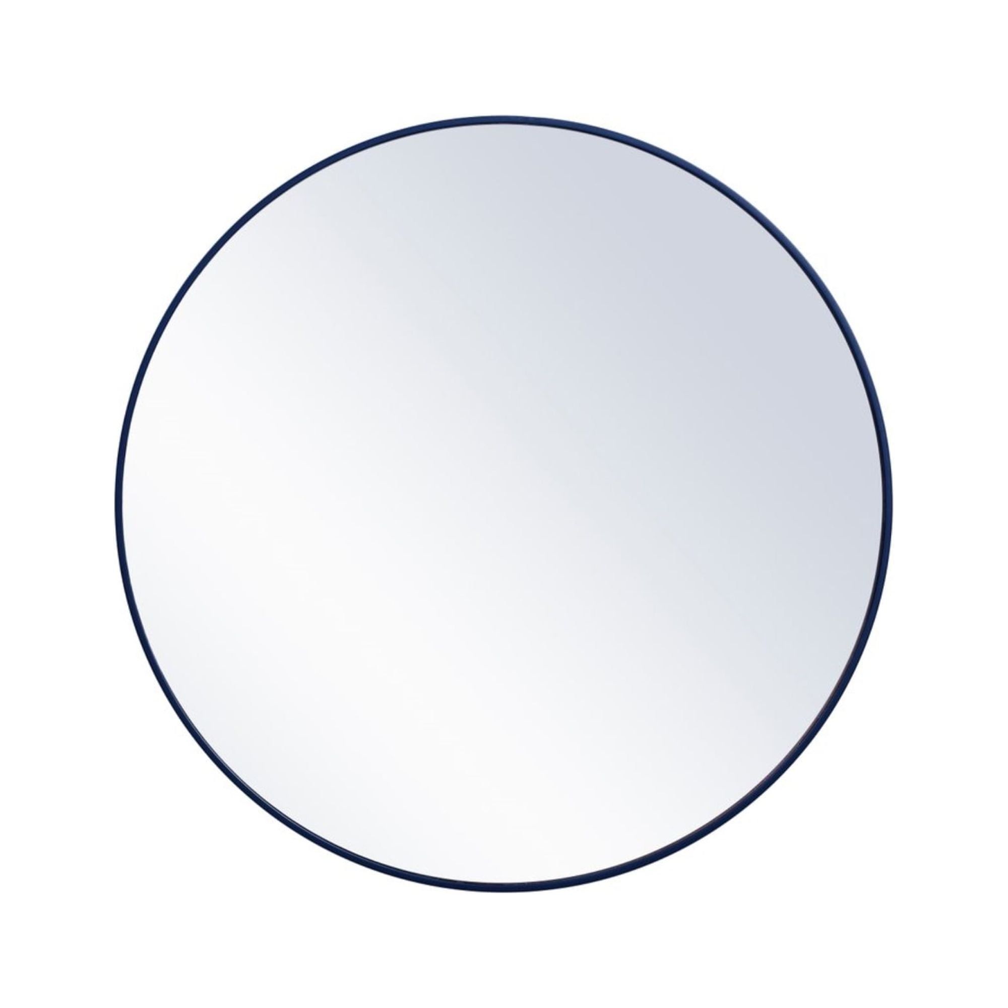 Elegant Eternity 42" Round Blue Wood-Trimmed Wall Mirror