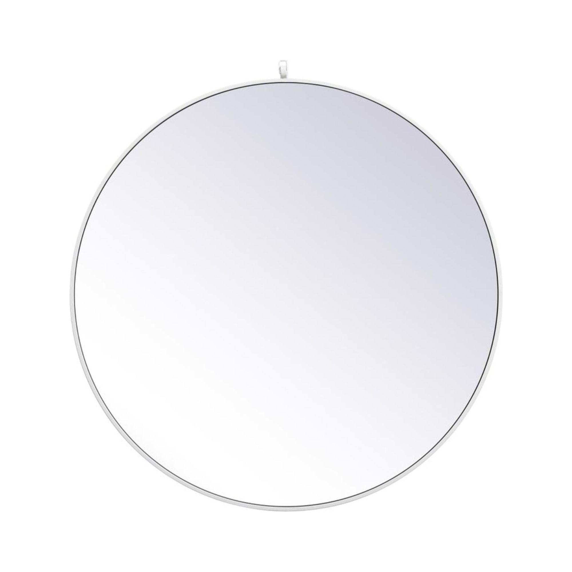 Contemporary White Wood 39" Square Wall Mirror with Metal Accents