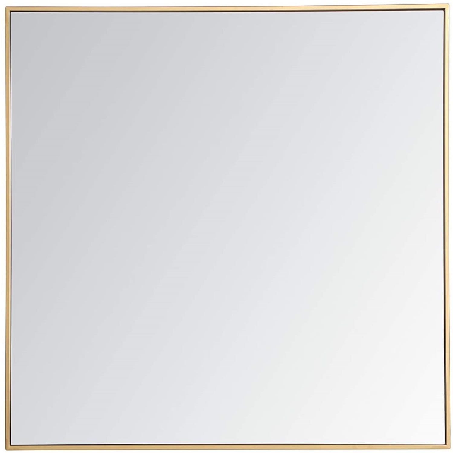 Elegant Contemporary Square 36" Metal Mirror in Brass