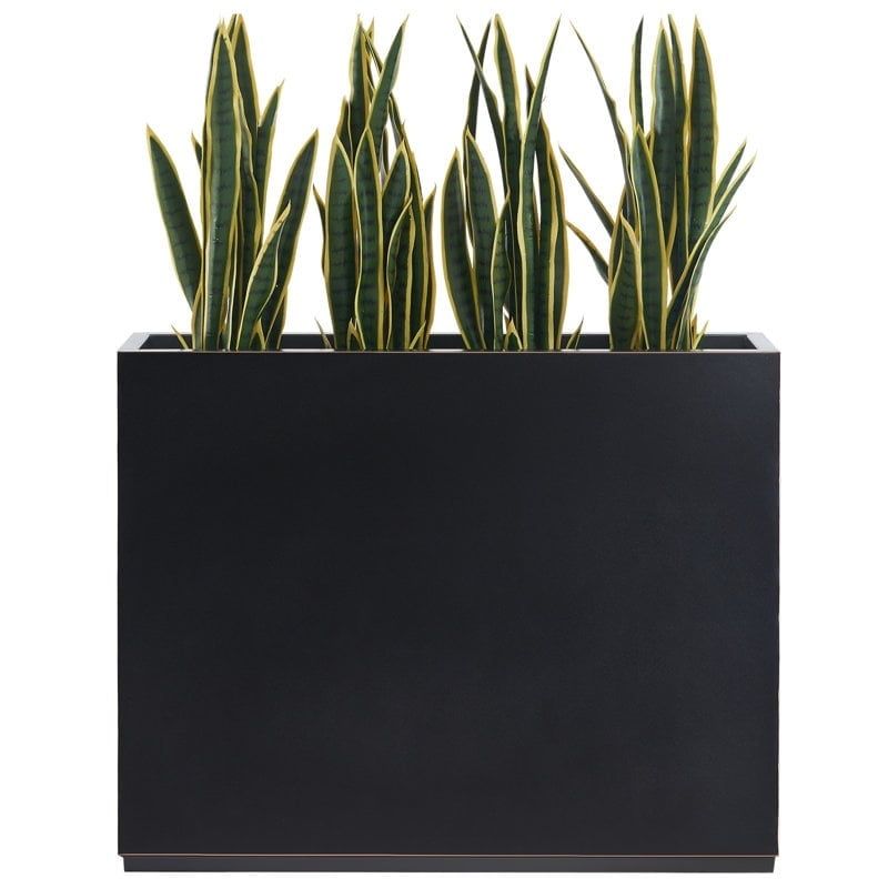 Black Powder-Coated Steel Outdoor Planter Box, 38"x30"x10"