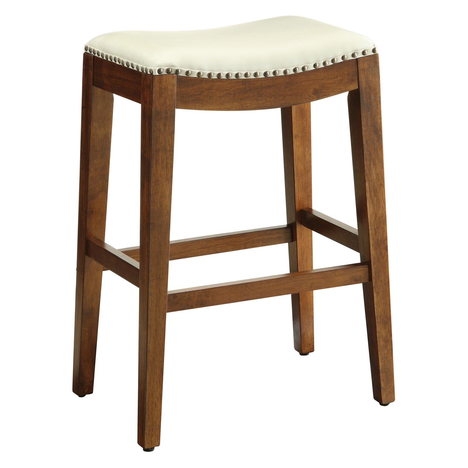 Rustic Redwood 29" Saddle Bar Stool with Cream Leather Seat