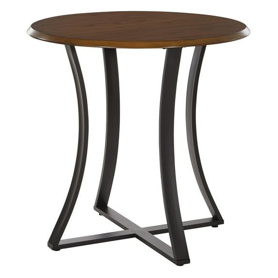 Metro 36" Oak Veneer Round Counter Height Table with Black Metal Base