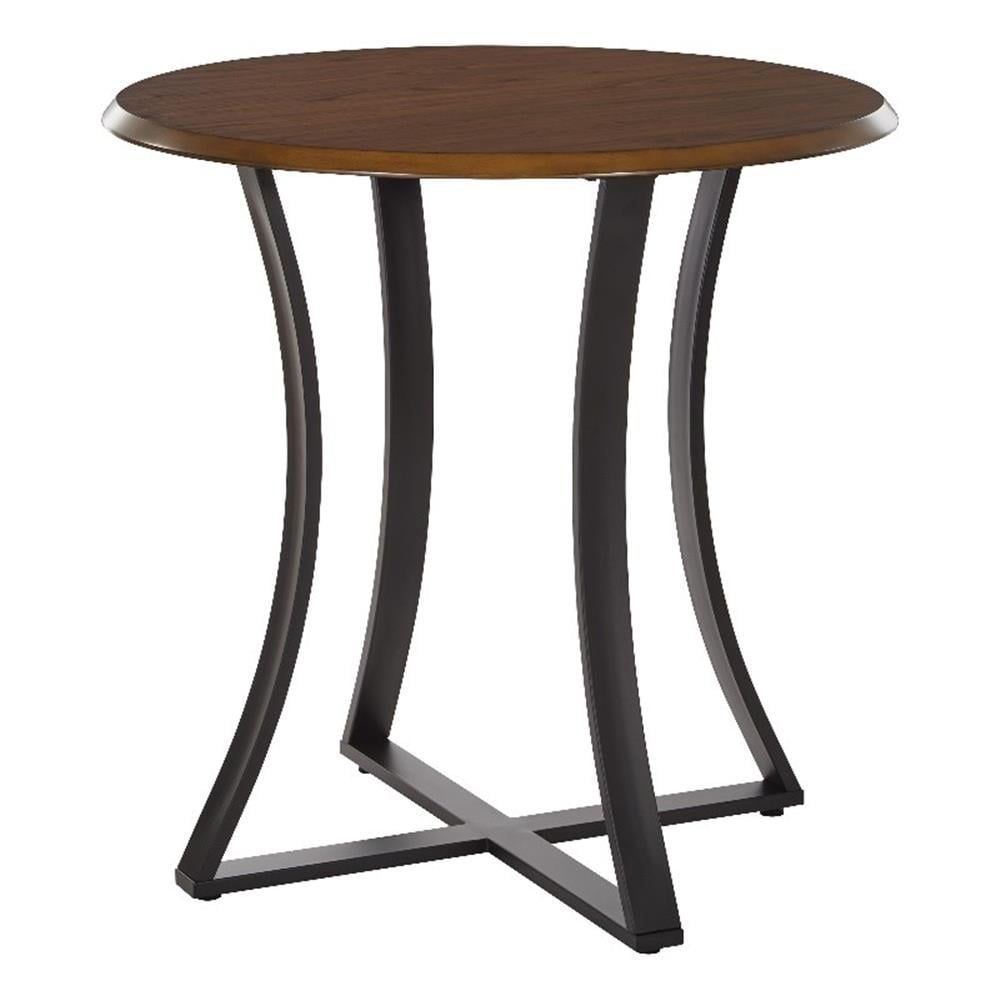 Metro 36" Oak Veneer Round Counter Height Table with Black Metal Base