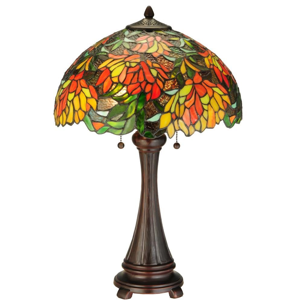 Eloise Bronze 2-Light Stained Glass Table Lamp