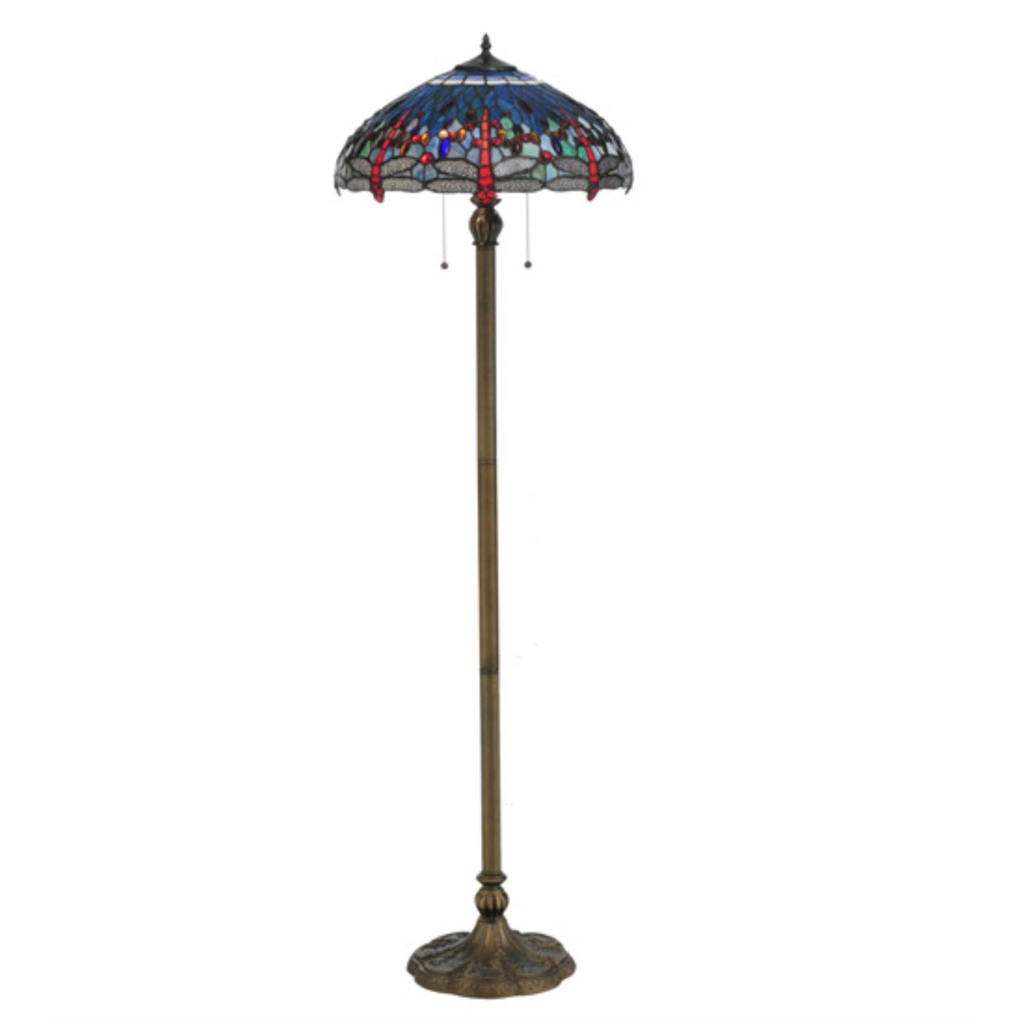 Scarlet Dragonfly Stained Glass 60" Bronze Floor Lamp