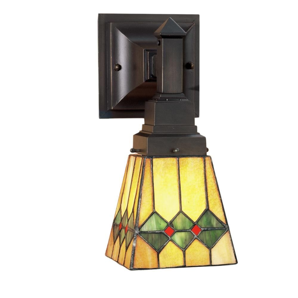 Martini Mission Bronze 1-Light Stained Glass Sconce