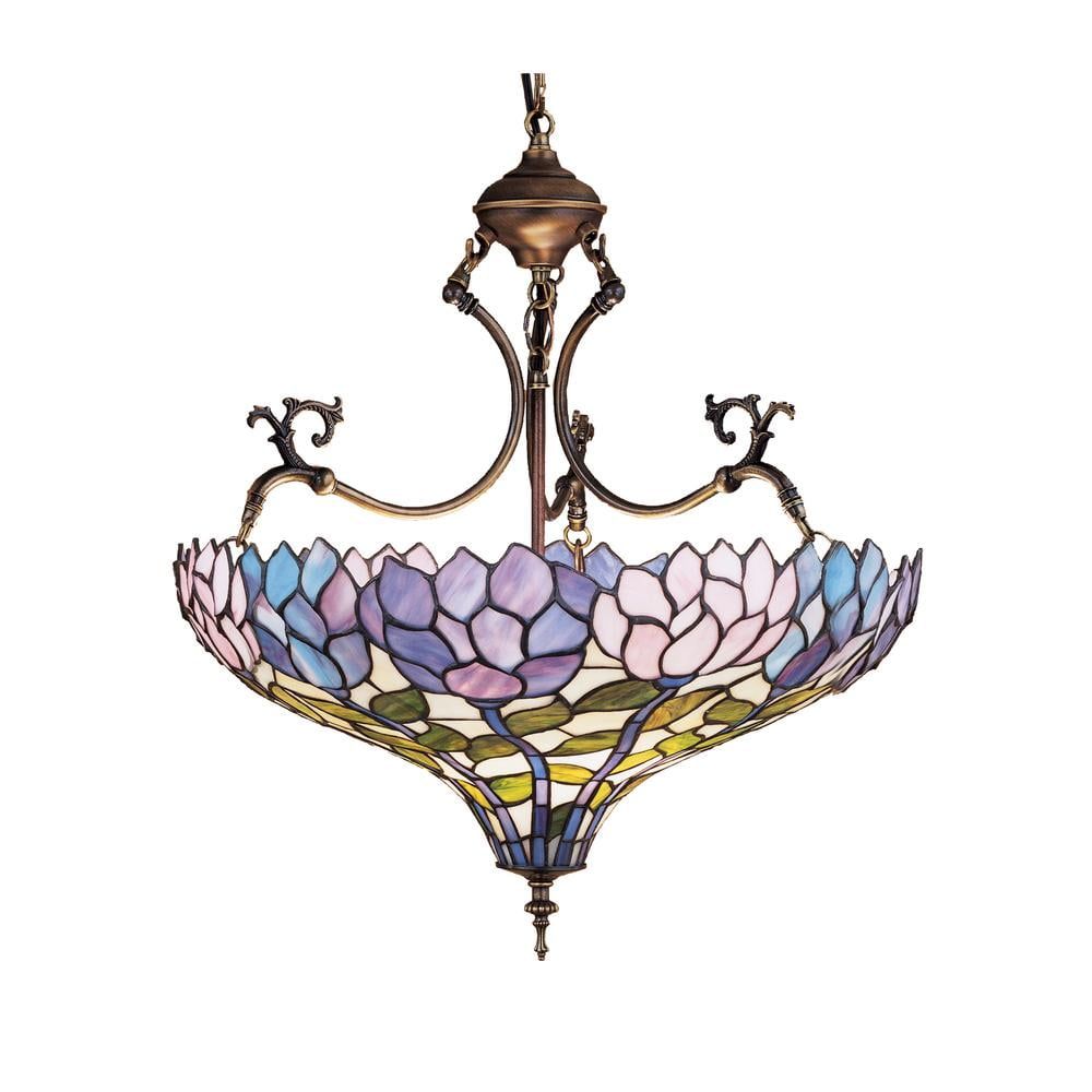 Wisteria Blossom 3-Light Mahogany Bronze Inverted Pendant Lamp