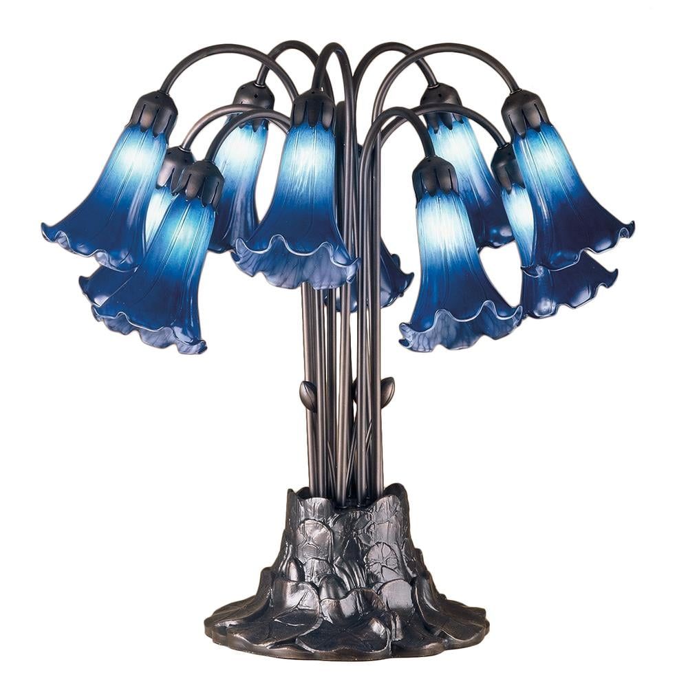 Indigo Blue Pond Lily 10-Light Victorian Table Lamp