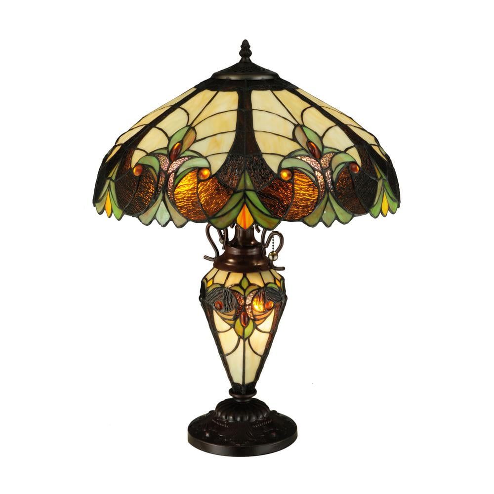 Victorian Elegance 25" Stained Glass Bronze Table Lamp