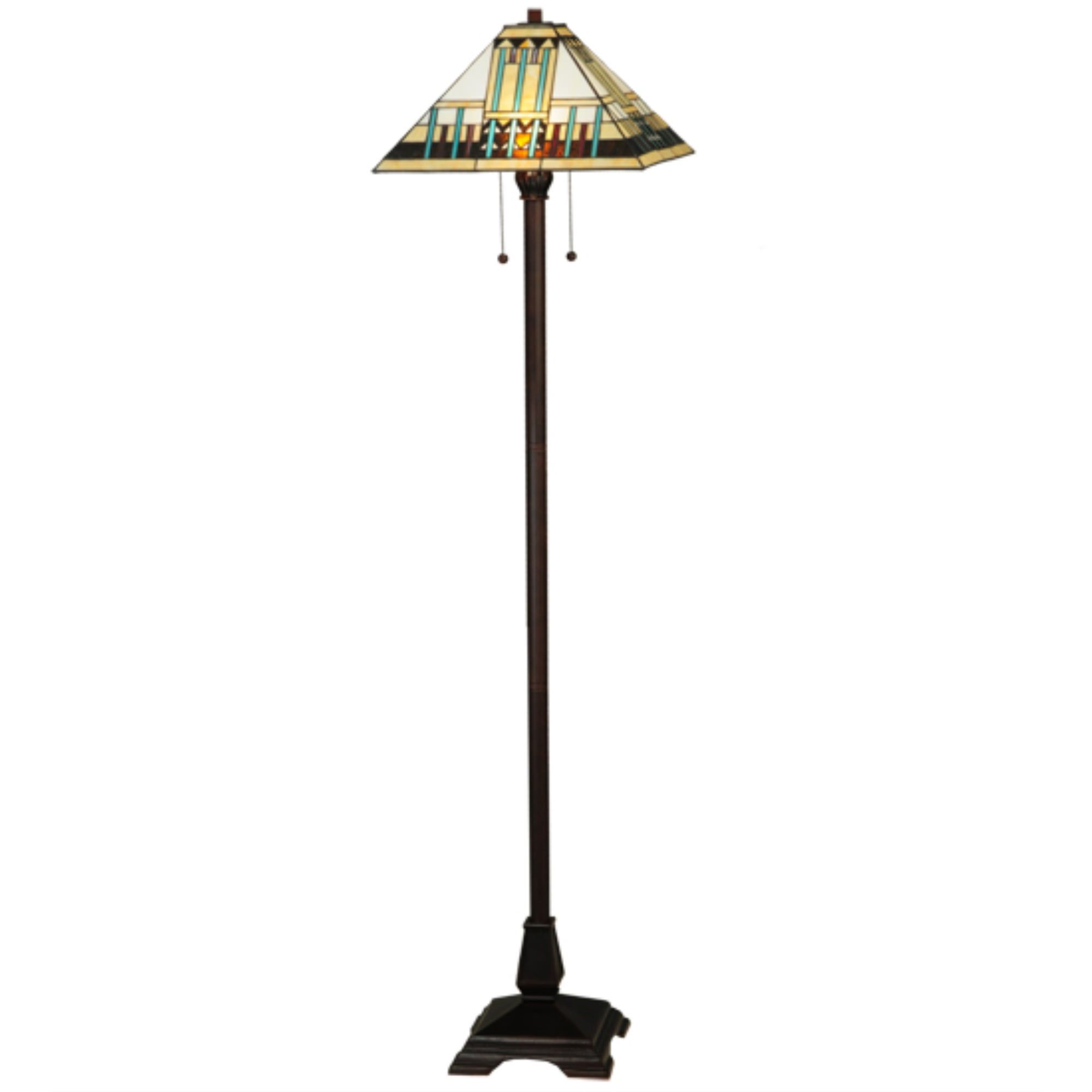 Zaragoza Mission 62'' Multicolor Stained Glass & Bronze Floor Lamp