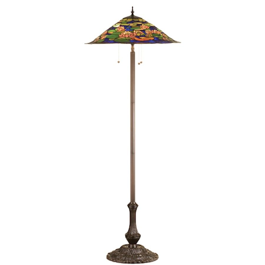 Tiffany Pond Lily 3-Light Stained Glass Floor Lamp in Tranquil Blue