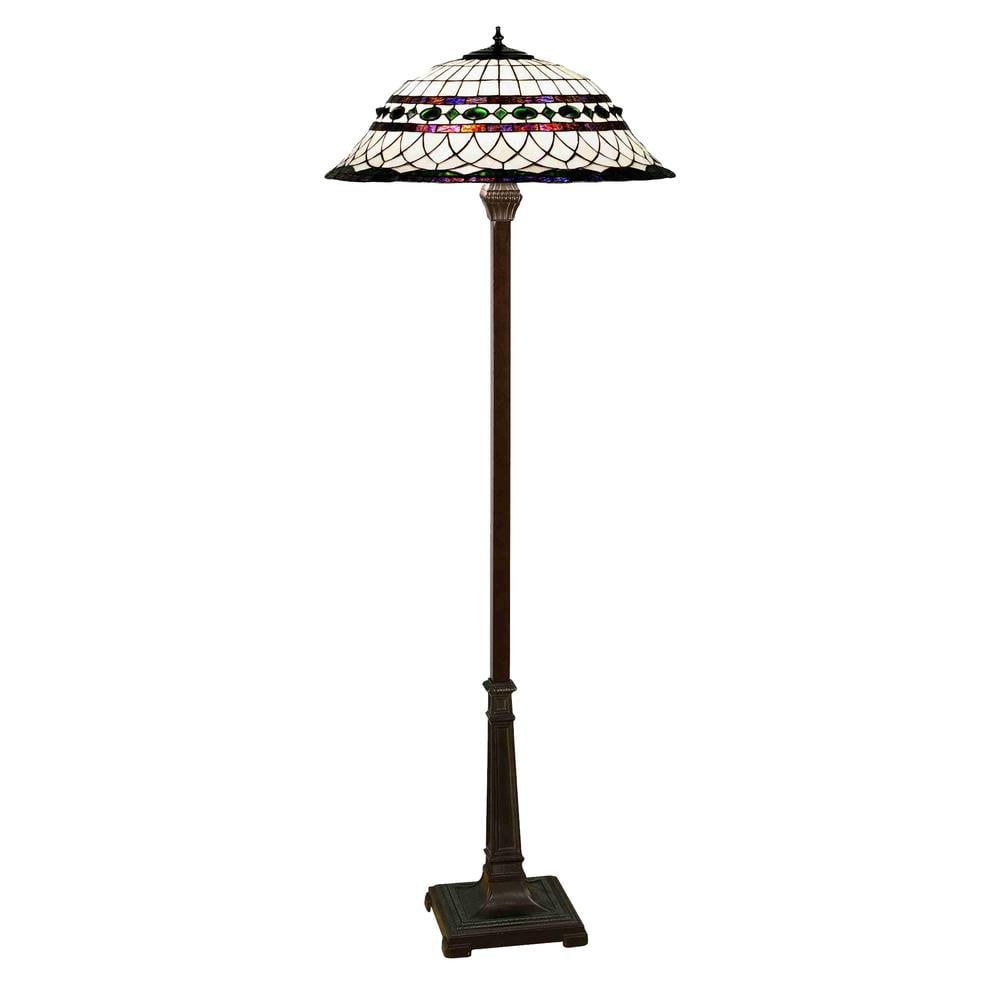 65" Multicolor Stained Glass Bronze Floor Lamp