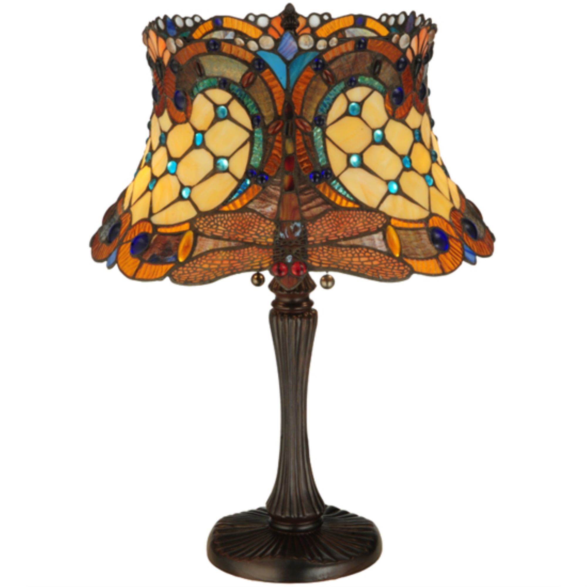 22.5" Multicolor Stained Glass Bronze Table Lamp