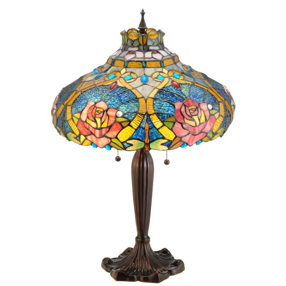 Kids' Whimsical Blue Stained Glass 2-Light Dragonfly Table Lamp