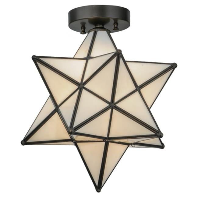 White Glass Moravian Star Flush Mount Light