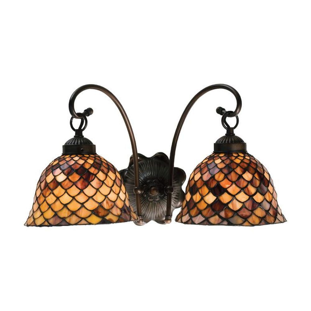 Meyda Dual-Light Fishscale Sconce in Mahogany Bronze