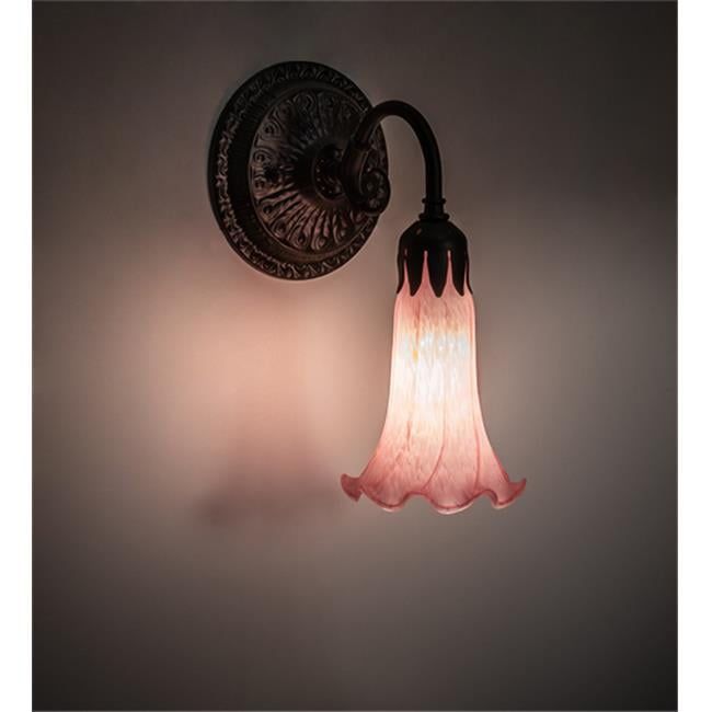 Elegant Oil-Rubbed Bronze Wall Sconce with Pink Glass Shade