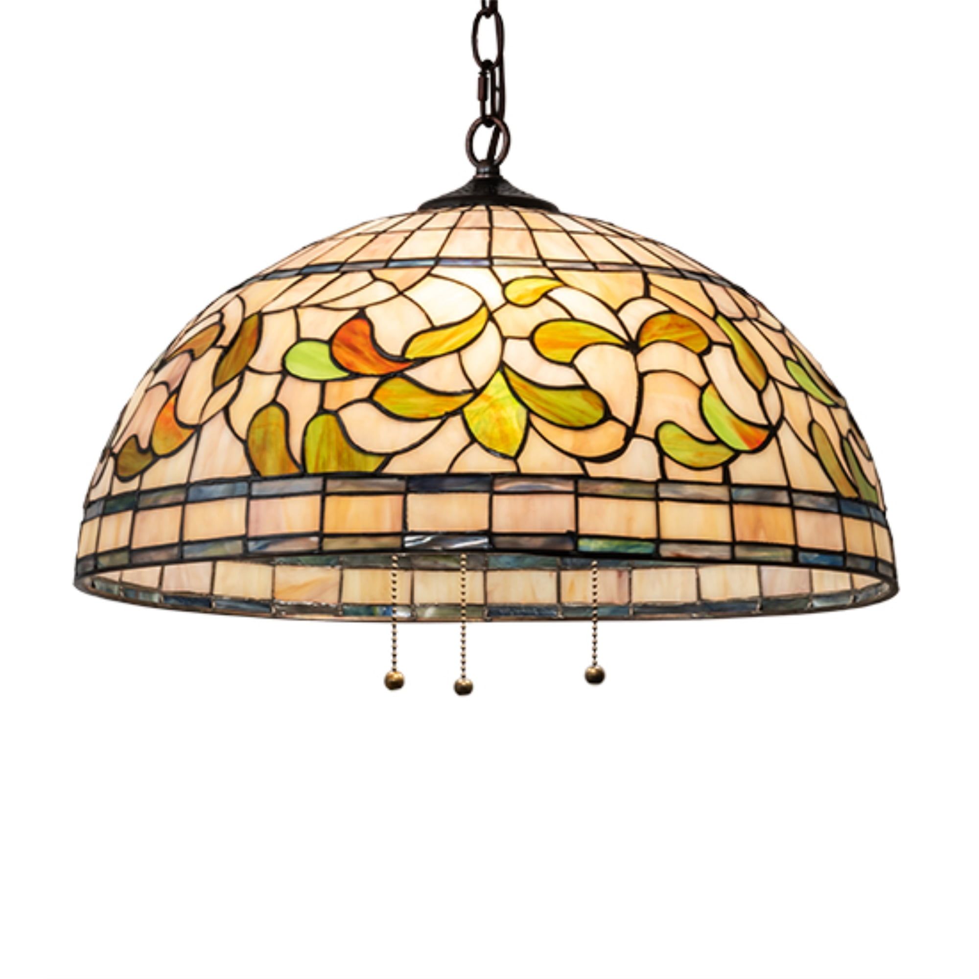 Mahogany Bronze 20" Tiffany Glass Pendant Light