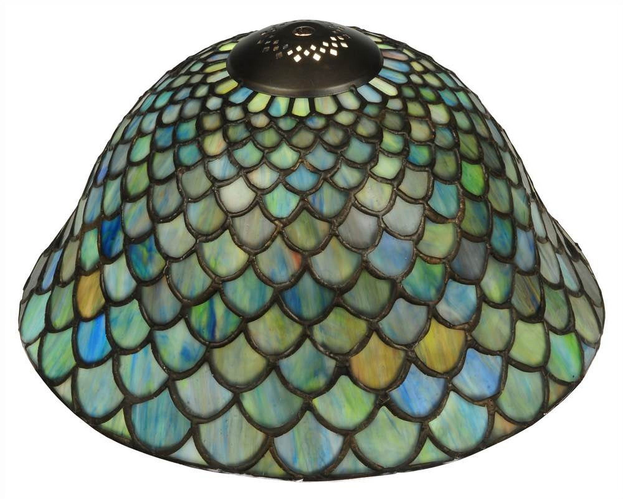 Meyda Tiffany Inspired 12" Blue Fishscale Stained Glass Chandelier Shade