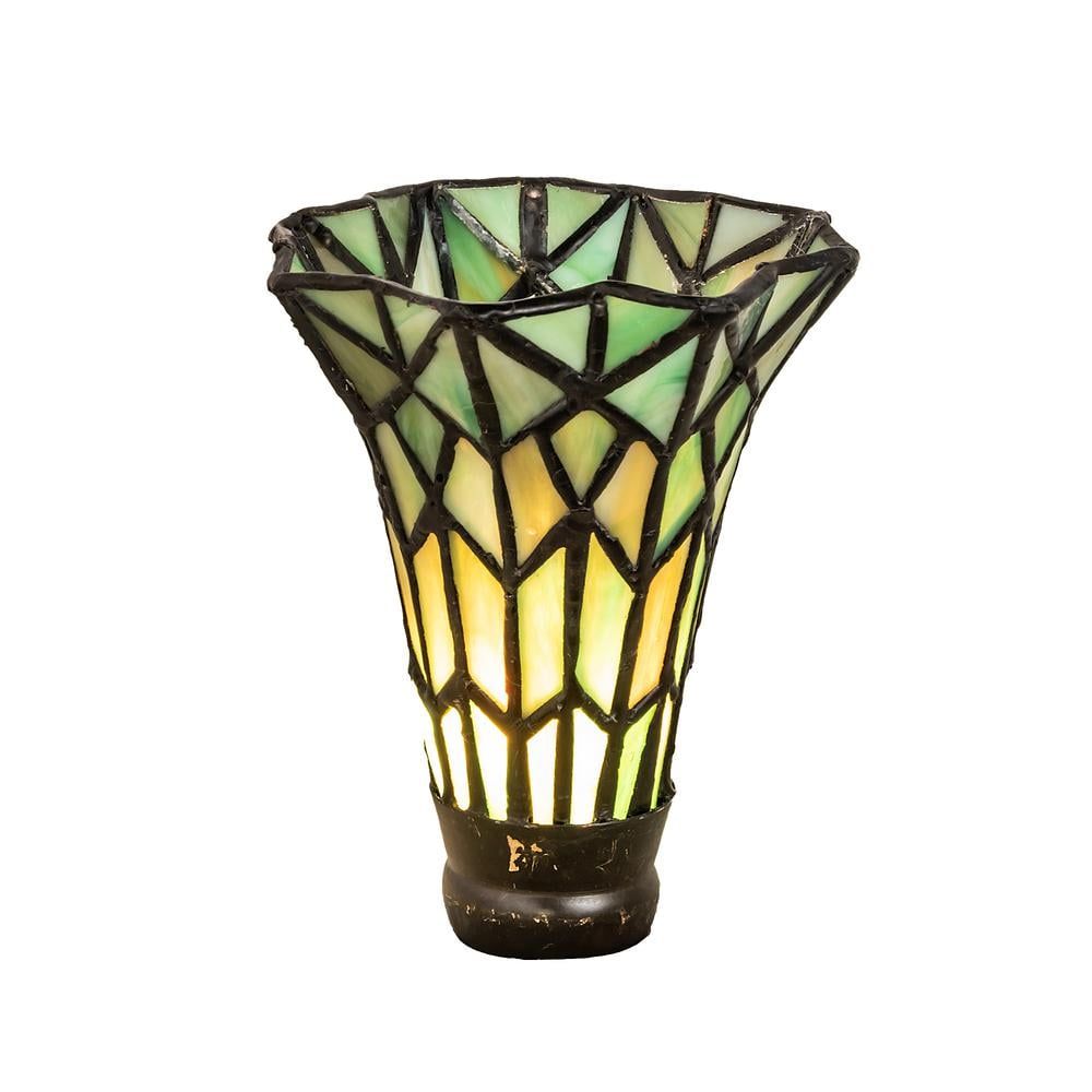 Tiffany Pond Lily Inspired 4"W x 5.5"H Green Glass Shade