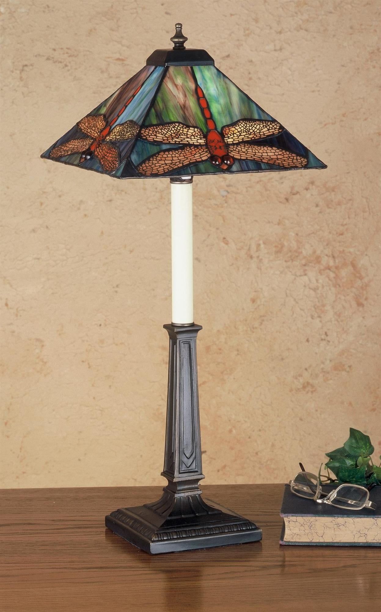 Mahogany Bronze Tiffany Dragonfly Buffet Lamp