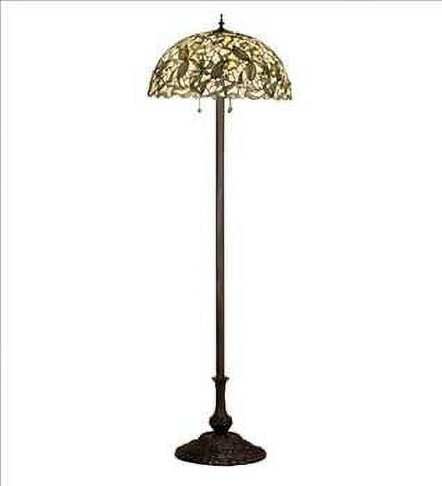 Tiffany Style Bronze Stained Glass Floor Lamp