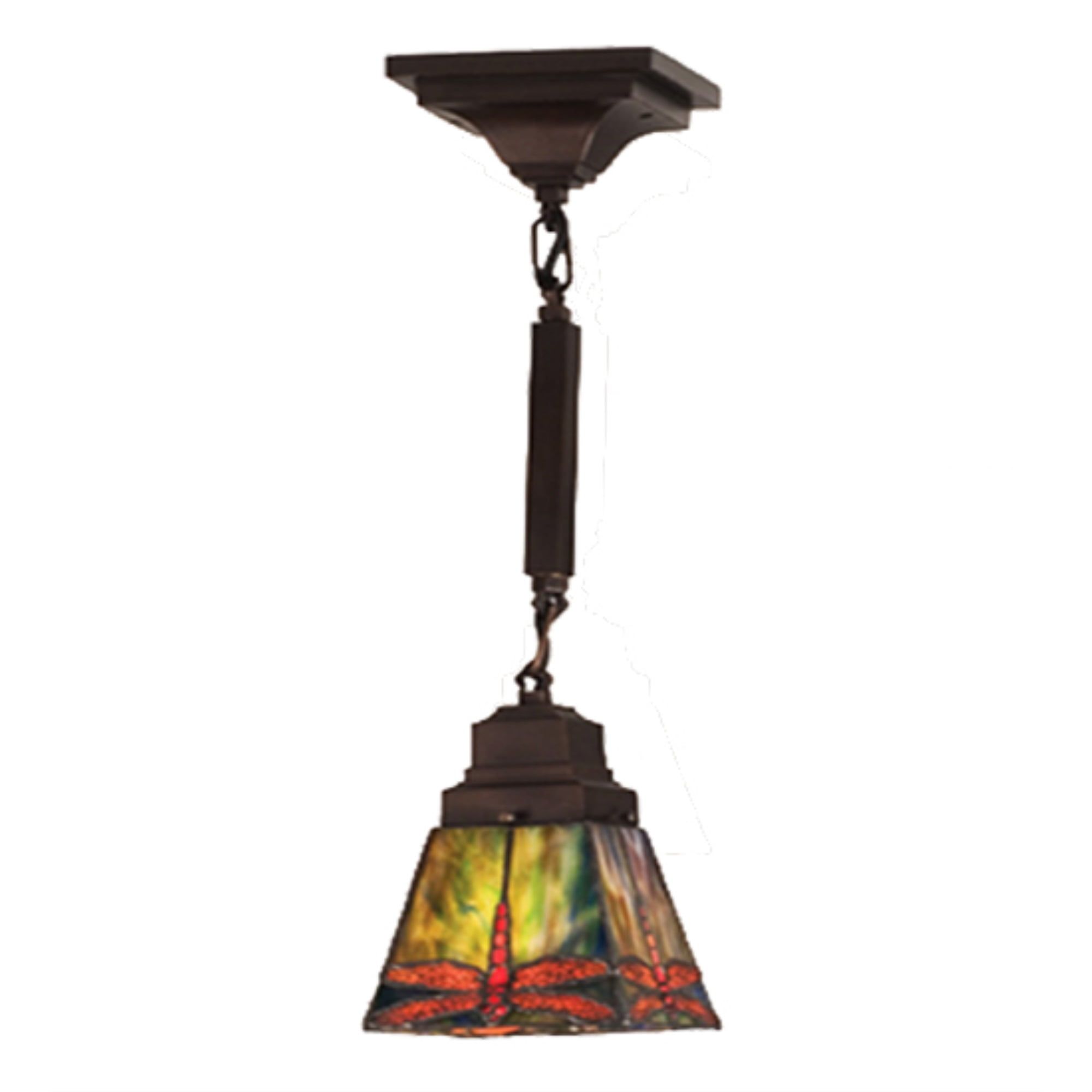 Multicolor Glass and Bronze Mini Pendant Light