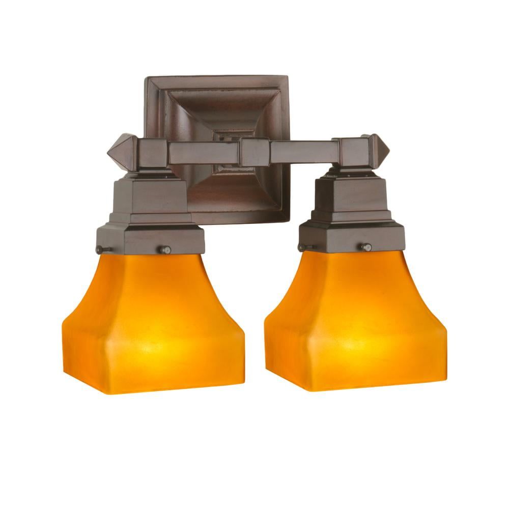 Bungalow Frosted Amber 2-Light Bronze Wall Sconce