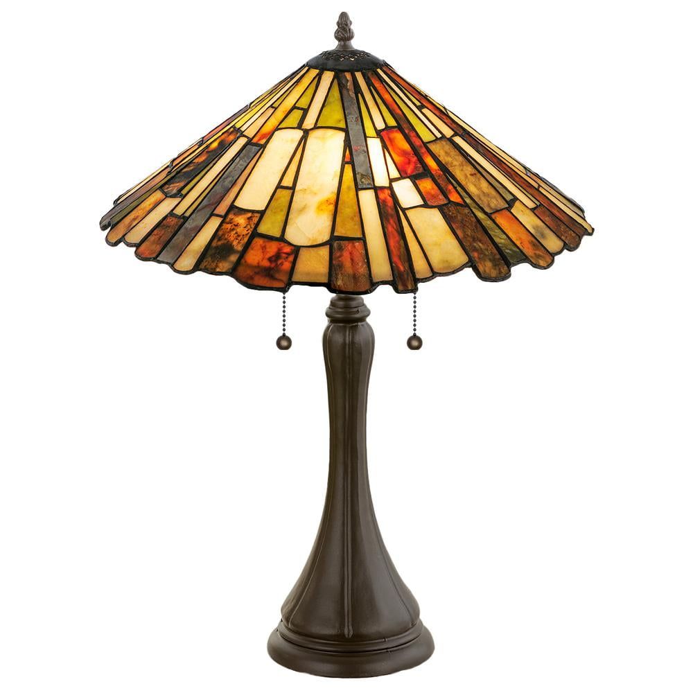 Mahogany Bronze 23" Outdoor Stained Glass Table Lamp