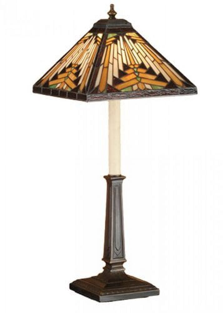 Nuevo Mission Mahogany Bronze Stained Glass Table Lamp